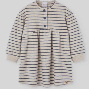 VESTIDO PUNTO CIRCULAR RAYAS NOGAL