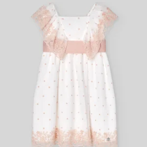 VESTIDO INFANTIL TUL BORDADO C/ VOLANTES CEREMONIA V25