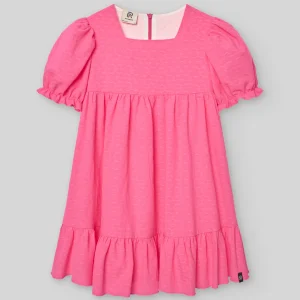 VESTIDO JACQUARD FLORES INFANTIL NEON