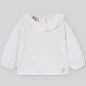 BLUSA JAQUARD ENTREDOS NIÑA VIOLETA