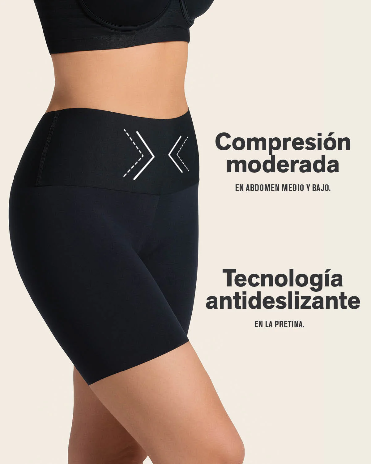 Short de control moderado aspecto invisible con fajón antideslizante - Imagen 9