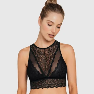 Bralette de cuello alto tipo crop top sin estructura