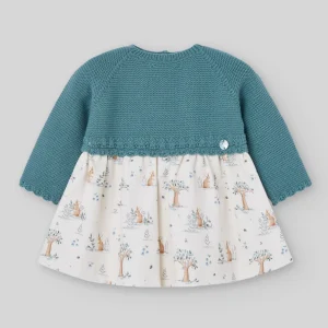 Vestido combinado lana POMPON