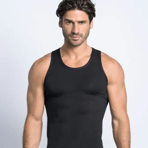 Camiseta de compresión moderada en abdomen y zona lumbar en algodón elástico