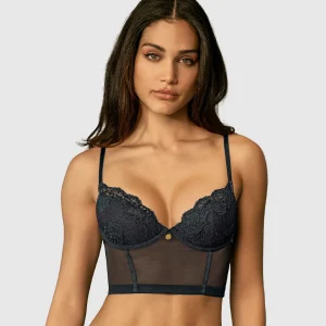 Bustier en encaje con transparencias en la base y espalda