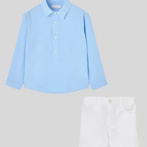 Conjunto camisa azul + pantalón corto CORALES