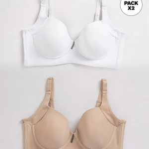 Paquete x2 brasieres de realce suave y cubrimiento alto en sisa y espalda Cover Bra