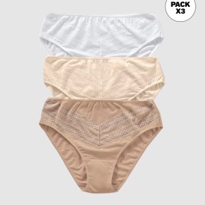 Paquete x 3 panties tipo bikini clásicos y confortables