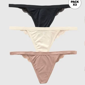 Paquete x 3 brasileras descaderadas con encaje