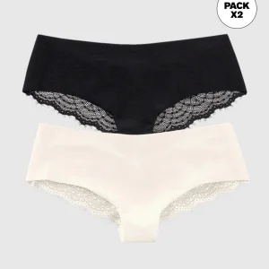 Paquete x 2 panties cacheteros descaderados con encaje