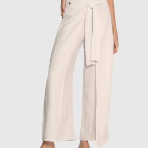 Pantalón playero tipo gaza anudable en el frente en algodón orgánico y rayón