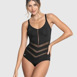 Vestido de baño entero control suave con transparencias en abdomen