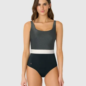 Vestido de baño de cargaderas anchas y escote redondo