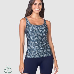 Vestido de baño de dos piezas Camiseta y Short de control de abdomen