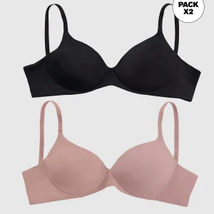 Paquete x 2 brasieres ultraligeros y suaves con copas en doble capa de tela
