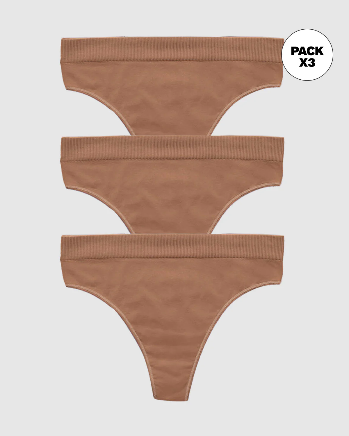 Paquete x 3 brasileras tiro alto en tecnología Seamless de tacto ultrasuave