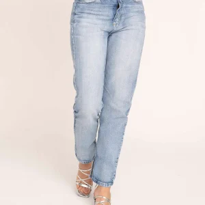 Jean tiro alto bota recta con bolsillos funcionales