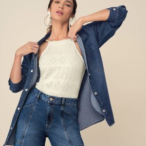 Chaqueta manga larga oversized con cuello camisero