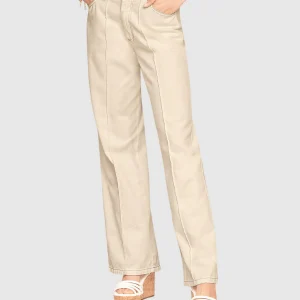 Jean bota recta tiro alto con cortes en frente