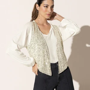 Chaleco abierto de lentejuelas