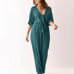 Enterizo largo escote en V mangas 3/4