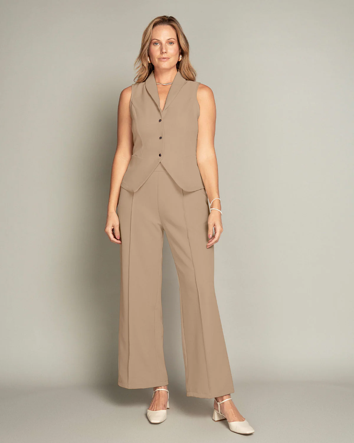 Chaleco corto de escote en V con solapas - Imagen 3