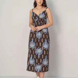 Vestido midi estampado de escote en V