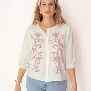 Blusa 3/4 con estampado en frente