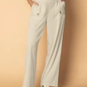 Pantalón con fajón con costuras decorativas en contraste