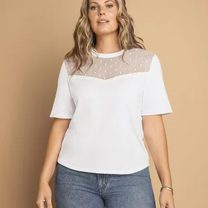 Camiseta manga corta con detalle en transparencia