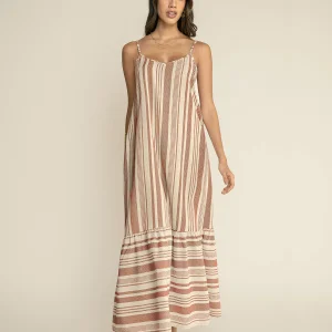 Vestido largo estampado de tiritas con bolero en ruedo