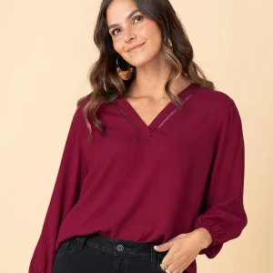 Camiseta manga larga con elástico para efecto volumen