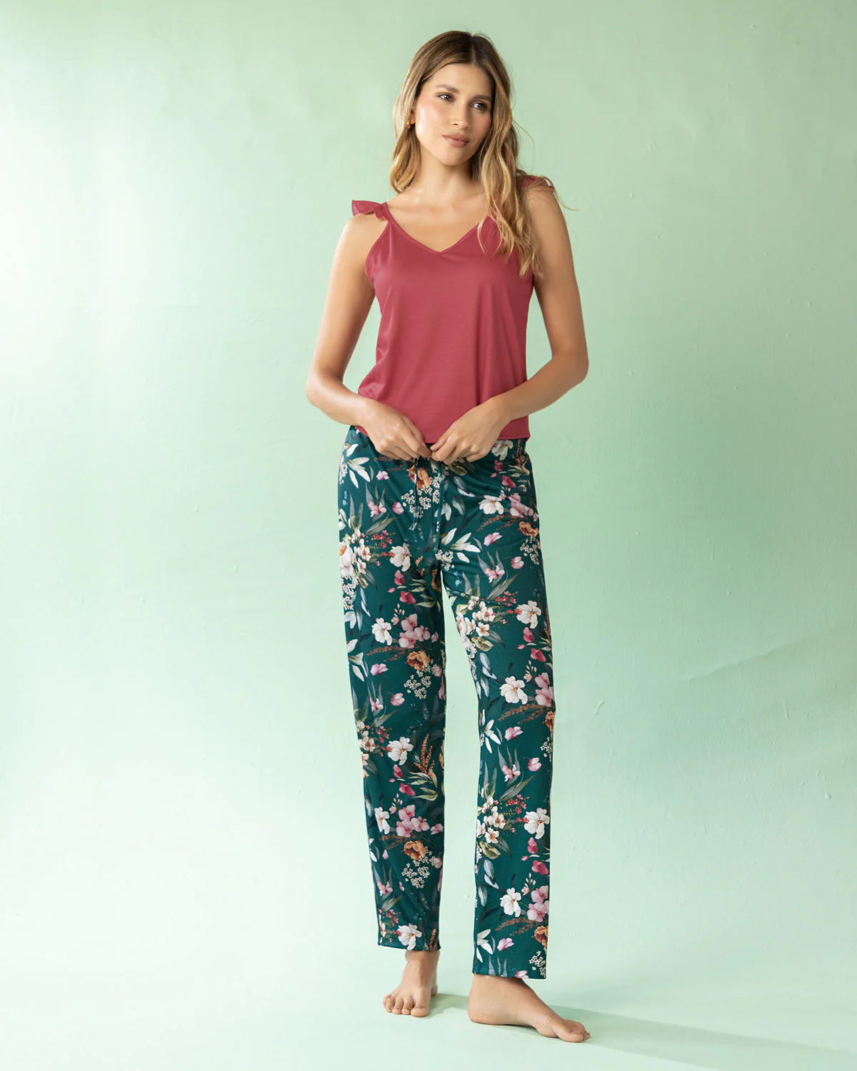 Pantalón de pijama con estampado navideño para mujer - Imagen 3