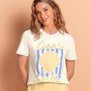 Camiseta en algodón manga corta con estampado localizado