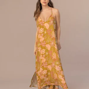 Vestido largo estampado con espalda descubierta