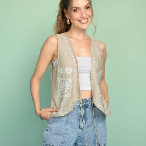 Chaleco manga sisa con tira para anudar