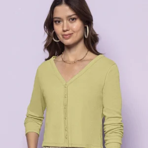 Camiseta manga larga con botones funcionales en frente