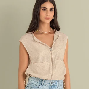Chaleco manga sisa con cierre metálico
