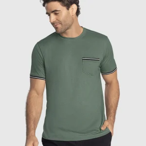 Camiseta manga corta con detalle tejido en mangas