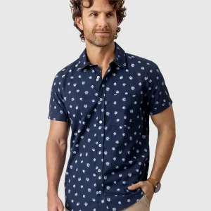 Camisa estampada de botones y bolsillo en frente