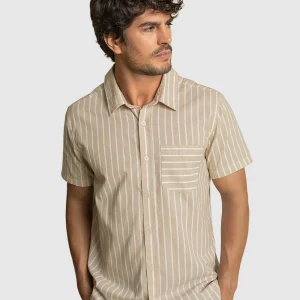 Camisa manga corta masculina de rayas