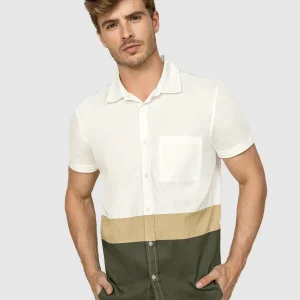 Camisa manga corta bloques de color