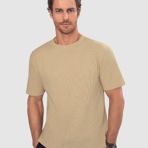 Camiseta manga corta básica en tela con textura