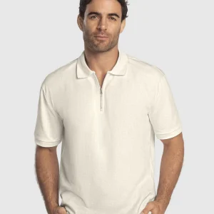 Camiseta tipo polo con cierre en tela con textura