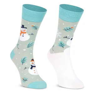 Calcetines alegres de algodón MUÑECO NIEVE GRIS