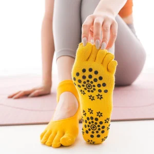 Calcetines Antideslizantes con Dedos para Danza y Yoga. Color Amarillo