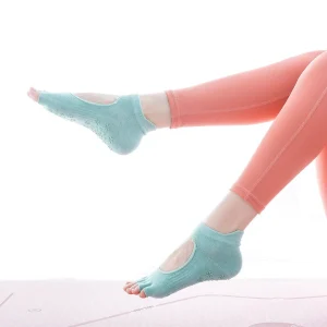 Calcetines Antideslizantes para Yoga Con Punta Abierta. Color Azul