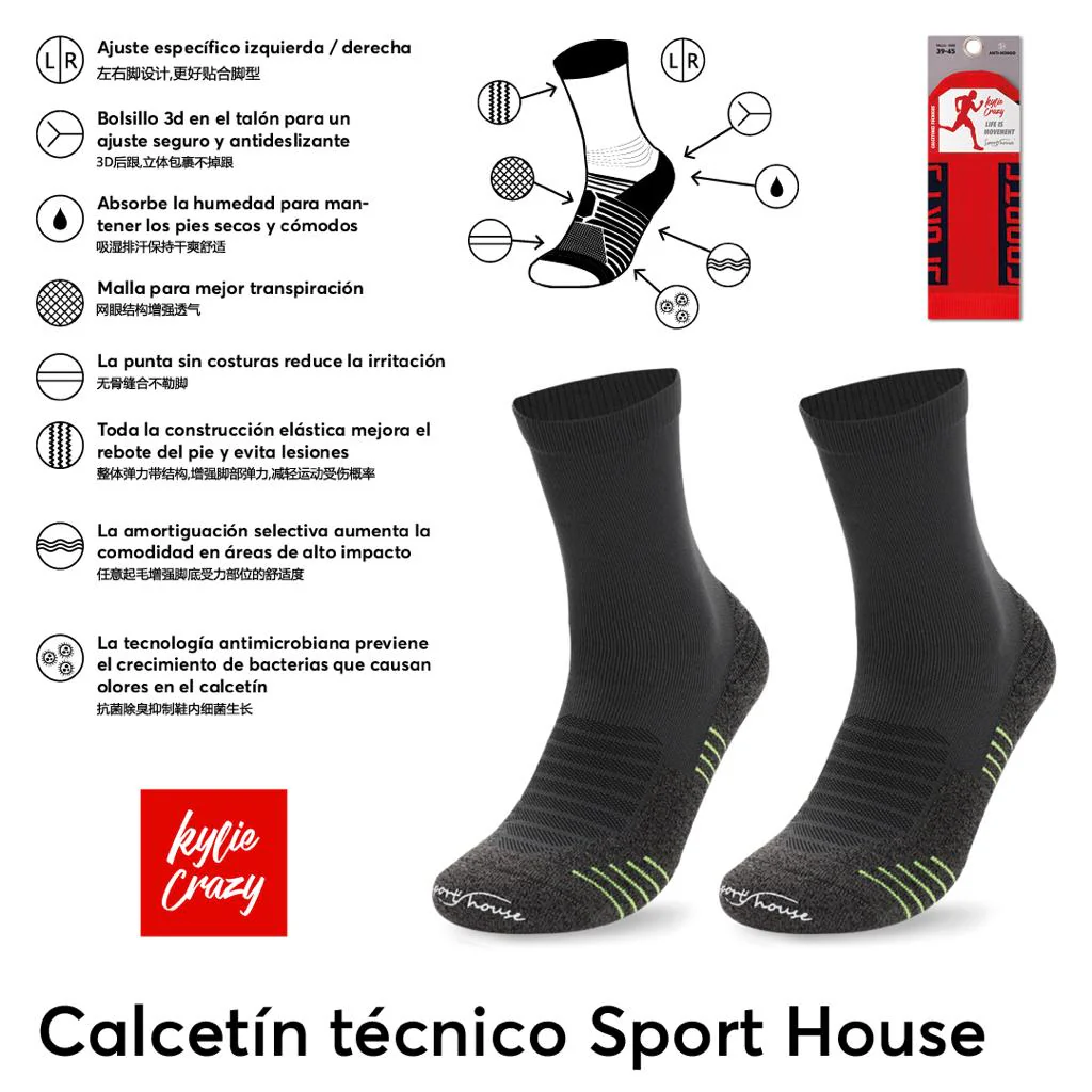 Calcetines Deportivos Técnicos de Anatómicos SPORTS HOUSE. Color Negro - Imagen 4