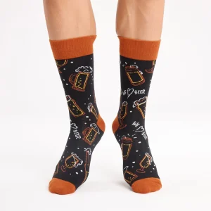 Calcetines divertidos de algodón "sin costuras". CERVEZA