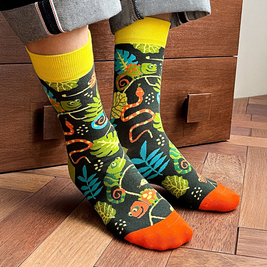 Calcetines divertidos de algodón "sin costuras". CAMALEON
